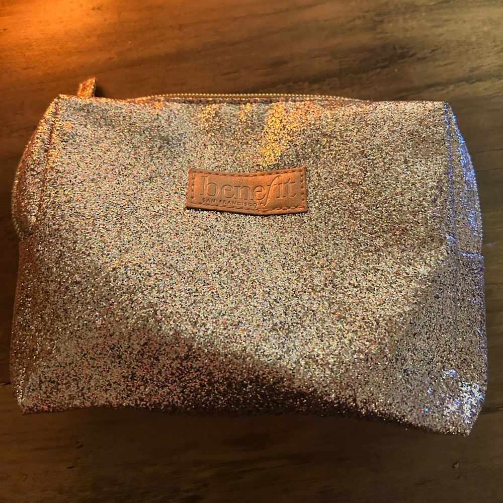 Benefit Rose Gold Glitter Cosmetic Pouch